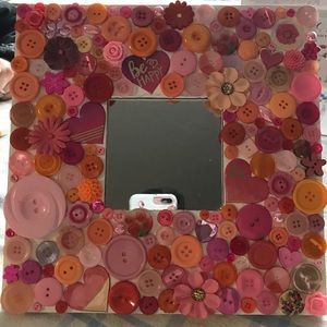 🧡Pink and orange button art mirror💗